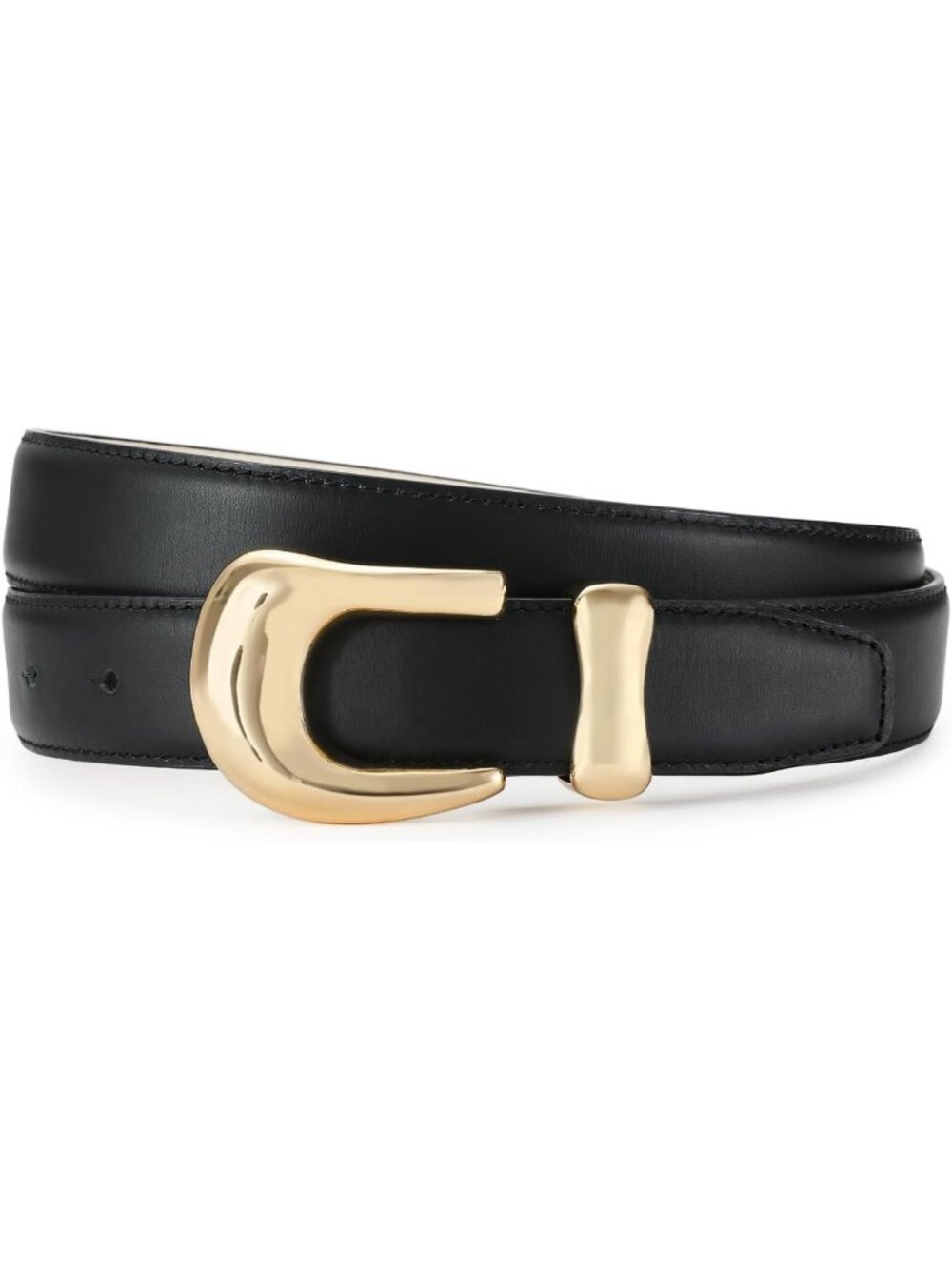 Stylish Genuine Leather Women's Belt with Gold Buckle for Jeans & Casual Wear